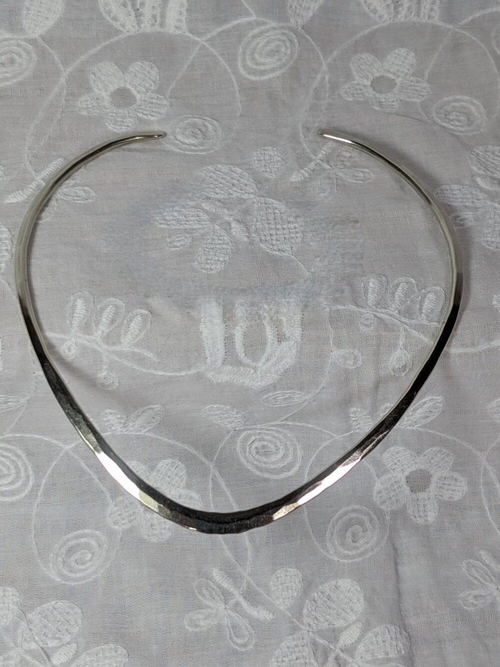 Vintage (80’s) Handmade Hammered Sterling Silver Torque Collar Choker